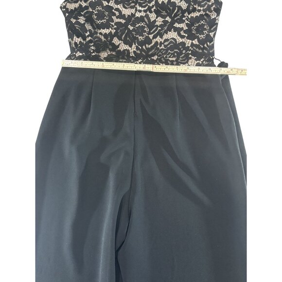 DKNY Black Wide-Leg Jumpsuit With Lace Bodice & Tie Waist Size 12 - Picture 5 of 9